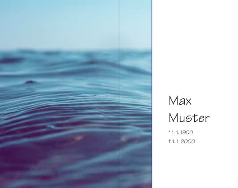 Gedenkbildchen Serie "Wellen" (140 x 110 mm) - Muster 1 - Außenseite